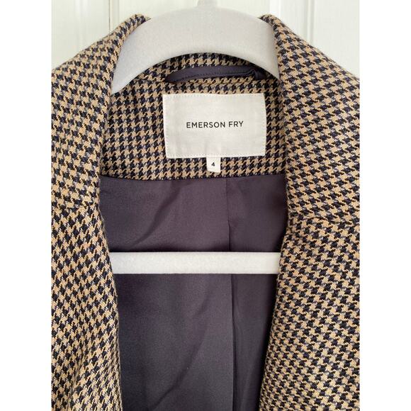 Emerson Fry Tuckernuck Dinner Jacket Blazer Brown Houndstooth Linen Buttton 4 - Picture 10 of 13